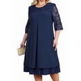 thumbnail image 1 of Vestido de con Bordado Floral y 1/2 para Invitada de Boda, Talla Grande, para Mujer. Azul Marino 1XL, 1 of 6