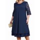 thumbnail image 1 of Vestido de con Bordado Floral y 1/2 para Invitada de Boda, Talla Grande, para Mujer. Azul Marino 1XL, 1 of 6