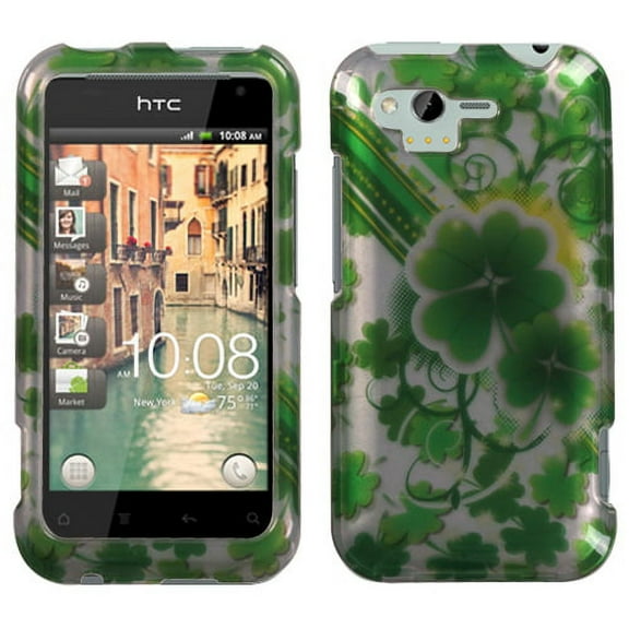 Lucky Clovers 2d Silver Phone Protector Cover For Htc Adr6330 Rhyme