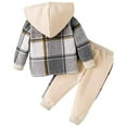 thumbnail image 6 of Boys Outfits Kids Spring Fall Checkered Plaid Long Sleeve Elastic Waist 2T-5T Pants Set 2Pcs, 6 of 9