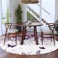 thumbnail image 3 of Round Area Rugs Collection 7 Ft, Purple Spring Botanical Non-Slip Residential Carpet, Weeping Eucalyptus Butterfly Indoor Crawling Mats Runner Rugs for Living Room/Dining Room/Bedroom, 3 of 8
