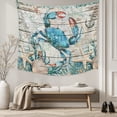 thumbnail image 5 of Teal Crab Coastal Tapestry for Bedroom Wall Hanging Tapestry, Summer Beach Nautical Starfish Retro Ceiling Backdrop Tapestries Poster Blanket Wall Decor for Teens Room Living Room Dorm 39" x 59", 5 of 8