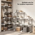 thumbnail image 3 of LLMRR 2-Tier Expandable Under Sink Storage Organizer, Adjustable Heavy-Duty Stainless Steel Cabinet Shelf with Detachable Hooks, Stackable Storage Rack for Kitchen Pantry, White, 1 Pack, 3 of 9
