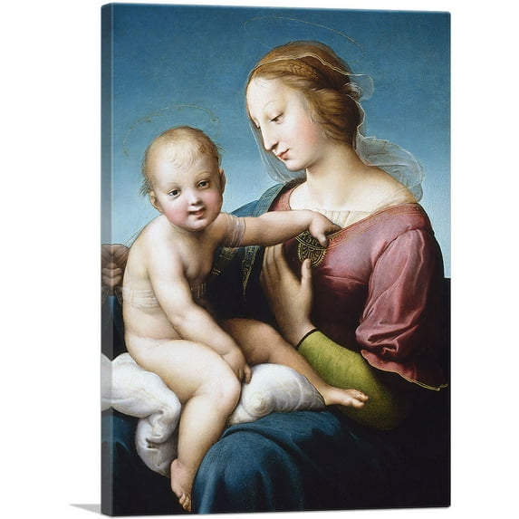 ARTCANVAS The Niccolini-Cowper Madonna 1508 Canvas Art Print by Raphael - Size: 12" x 8" (0.75" Deep)