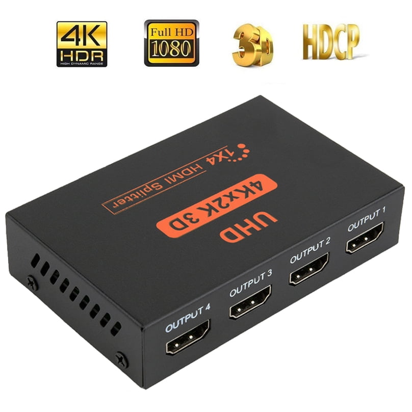 UltraHD 4K @ Hz 1x4 HDMI Splitter 1 in 4 Out (4 Port) HDMI HDCP 2.2, 18 Gbps, HDR, 4K HDMI Splitter - Walmart.com