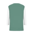 thumbnail image 6 of Womens Plus Size Spring Clothes, 3/4 Sleeve Shirts for Women Summer Fashion Loose Fit Color Patchwork V Neck T-Shirts, 6 of 6