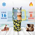 thumbnail image 4 of 40oz Yellow Lemon Pattern Stainless Steel Flip Straw Tumbler Spill Proof Travel Cup Double Wall Vacuum Insulated Coffee Mug with Top Handle, 4 of 6