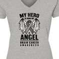 thumbnail image 4 of Inktastic My Hero is Now My Angel Brain Cancer Awareness Women's V-Neck T-Shirt, 4 of 5
