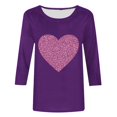 thumbnail image 4 of Lmnyox Women's 3/4 Sleeve T Shirt for Women Valentine's Day Heart Graphic Shirts Crew Neck Casual Tees Tops, 4 of 4