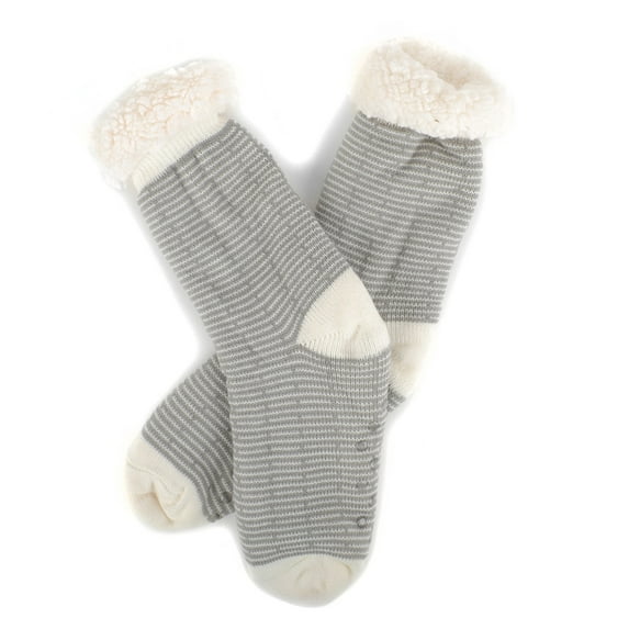 Nollia Plush Women's Fleece Slipper Socks, Cozy & Warm Winter Sherpa Socks Non Slip with Grippers-House Slippers, Holiday, Christmas Gifts