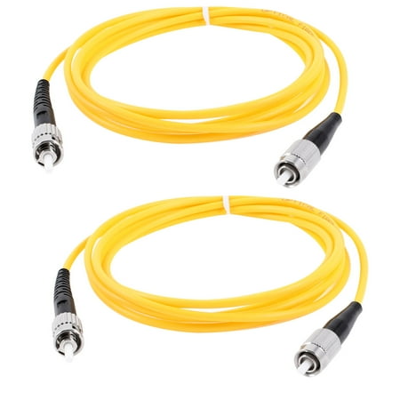 Unique Bargains 2 Pcs ST to FC Male Single Mode Fiber Optic Patch Cable Jumper Lead Yellow 2M