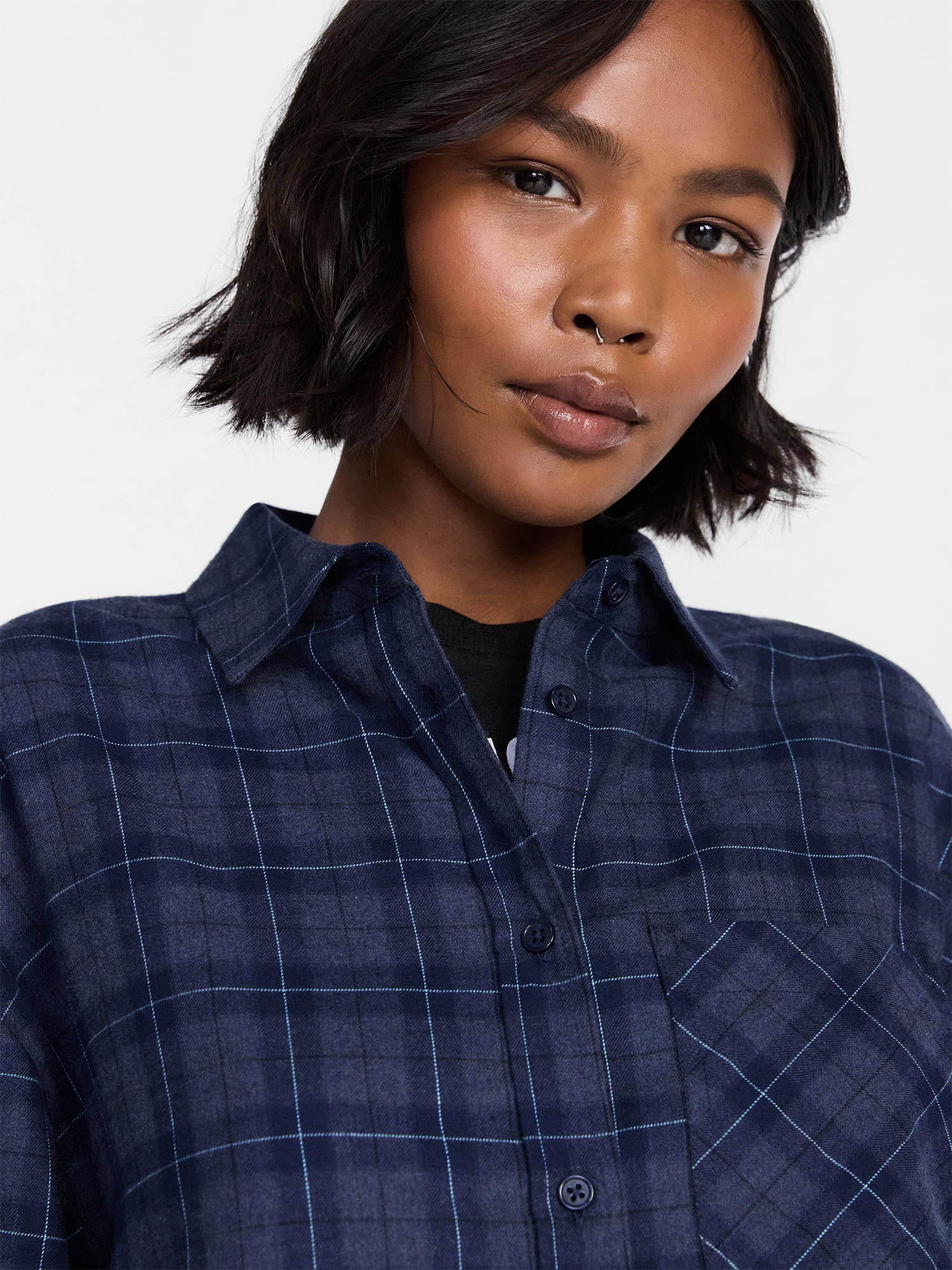 No Boundaries Flannel Cotton Shirt, Women's XXS-XXL