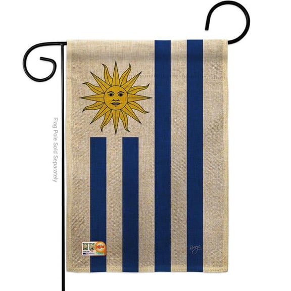 Breeze Decor BD-CY-G-108162-IP-DB-D-US13-BD 13 x 18.5 in. Uruguay Burlap Flags of the World Nationality Impressions Decorative Vertical Double Sided Garden Flag