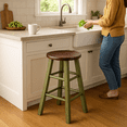 thumbnail image 2 of Ergode Ivy 24" Solid Wood Counter Stool – Rustic Green Legs & Walnut Round Seat – 13.4" W x 13.4" D x 24.2" H – Fully Assembled, 2 of 6