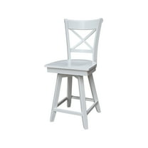 Charlotte Counter Height Wood Stool with 24 in H Swivel Seat in White