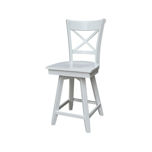 Charlotte Counter Height Wood Stool with 24 in H Swivel Seat in White