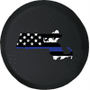 Massachusetts - Thin Blue Line Distressed American Flag Spare Tire Cover Jeep RV 32 Inch