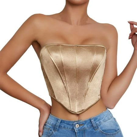 LARUYEKO Women Sexy Bustier Corset Top Lace Off Shoulder Vintage Sleeveless Tank Top Party Clubwear Tube Tops for Women Sexy Casual Strapless Bra No Back Organizer Storage Skin Shirt Lace Tube Top