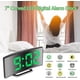 thumbnail image 2 of Reloj despertador digital para dormitorios Pantalla de espejo LED de 7 '' 2 Brillo 12/24H Temperatura Fecha Luz nocturna Posponer Carga USB y funciona con pilas Verde, 2 of 5