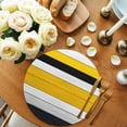 thumbnail image 2 of Round Placemats Yellow White Gray Black Stripe 15 inch Set of 2 Table Mats for Dining Table Wood Grain Heat Resistant Non-Slip Kitchen & Home Decorative Place Mat Set, 2 of 8