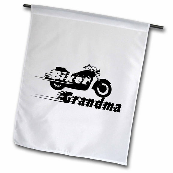 3dRose, Biker Grandma. motorbike motorcycle grandmom. Fast bike. cool black and white flaming text Nana noni, 12 x 18 inch Garden Flag