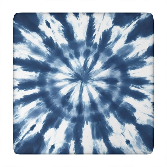 Blue White Tie Dye Mandala Pattern Square Fitted Tablecloth with Elastic Edge,Square Table Cover,Washable Elastic Table Cover for Home Kitchen Party Decor 34"x34"