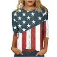 thumbnail image 2 of Cavosen Patriotic T Shirts for Women Petite Patriotic 3/4 Sleeve Crew Neck Tops USA Star Striped Print T Shirts Lady XL Independence Day Casual Tops 4th of July Tunic Tees 2025 Patriotic Clothes, 2 of 5