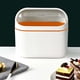 thumbnail image 5 of Mini bote de basura de escritorio naranja con tapa, pequeño bote de basura para baño, 5 of 6