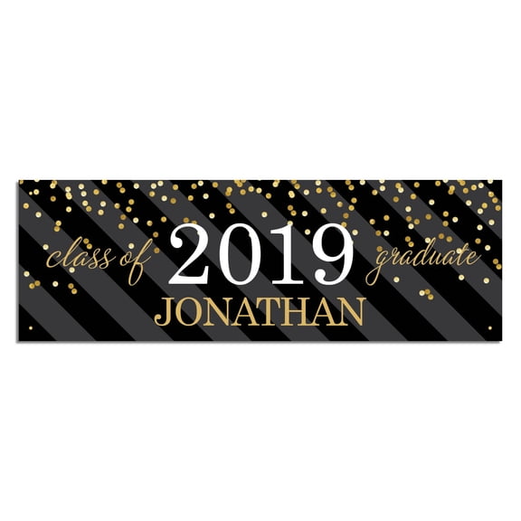 Confetti and Stripes Graduation Party Banner