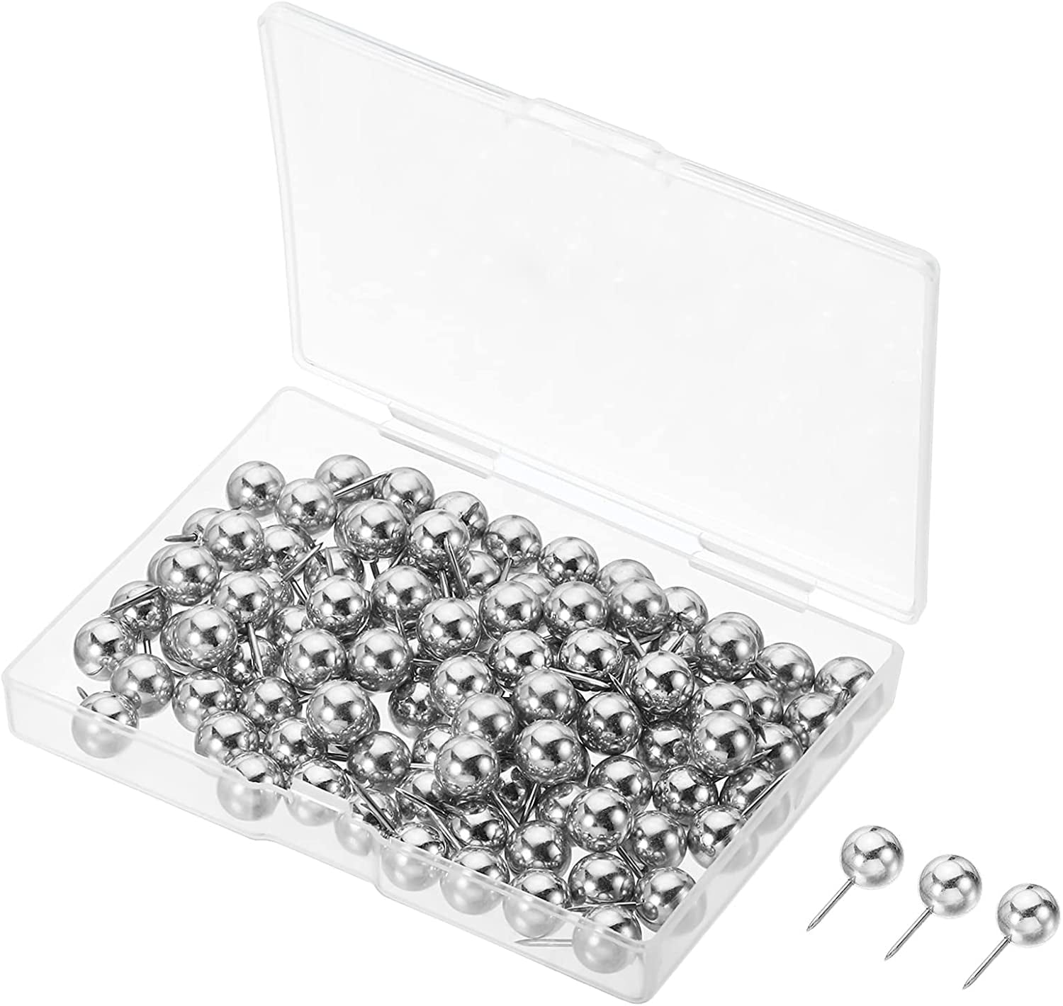 Push Pins 100 Pack Plastic Round Head Map Tacks Thumb Steel Point For