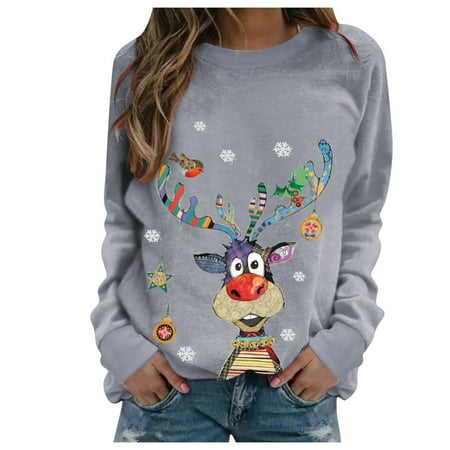 

Womens Christmas Tops Dressy Casual Vacation Pajamas Sweater Women Shirts Long Sleeve Women s Fashion Crewneck Pullover Top Shirt Women s Plus Size Funny Shirts Sweater 4X Womens Fall Fashion 2022