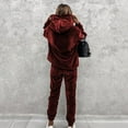 thumbnail image 5 of Women's Velvet Tracksuit Set Hoodie Sweatshirt with Pockets and Jogging Pants Warm Sweatsuit, 5 of 6
