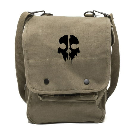 Call of Duty Ghost Skull Logo Canvas Crossbody Travel Map Bag (Call Of Duty Ghosts Best Sights)