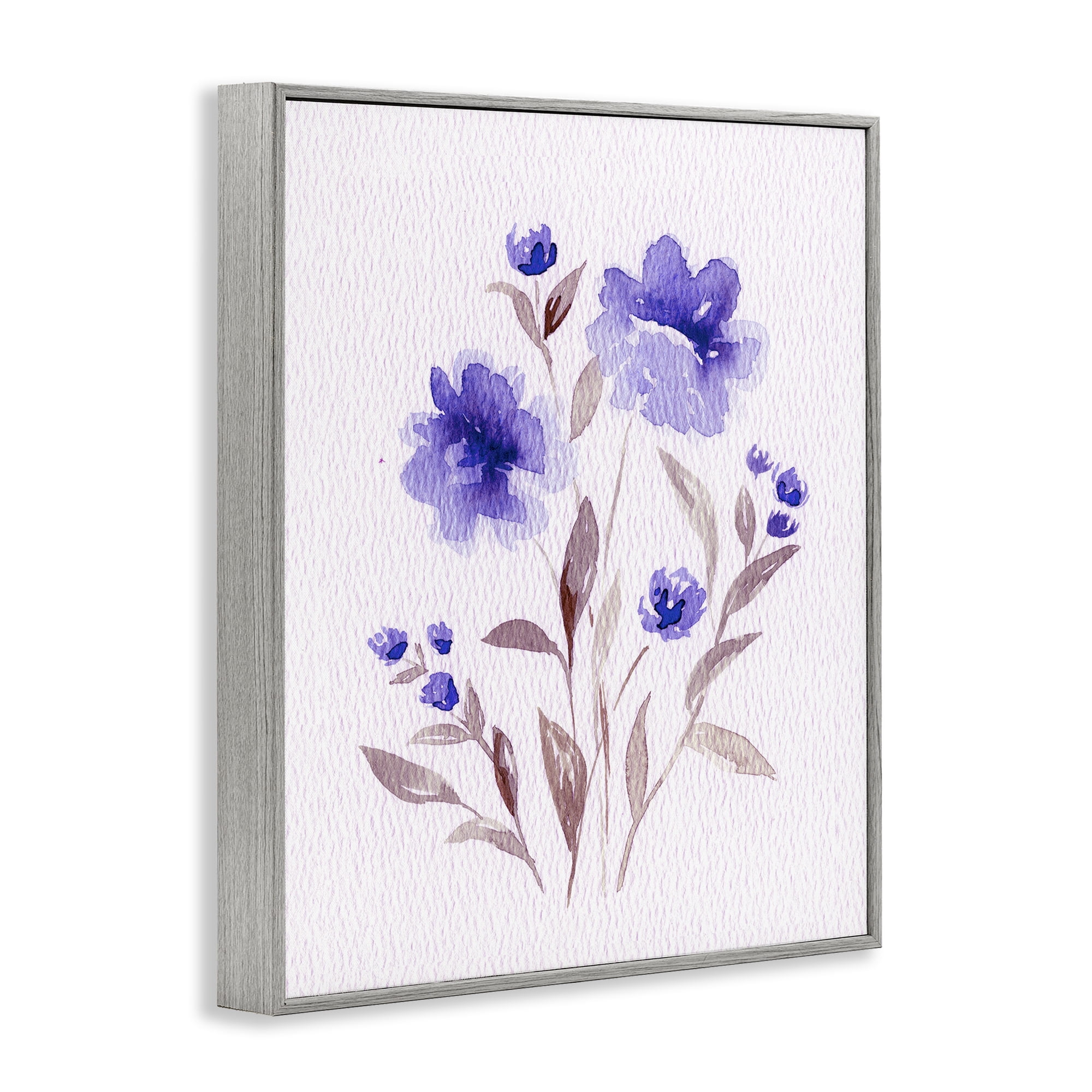 Stupell Industries Blooming Purple Flowers Gray Framed Giclee Art, design by Leah Noel Art