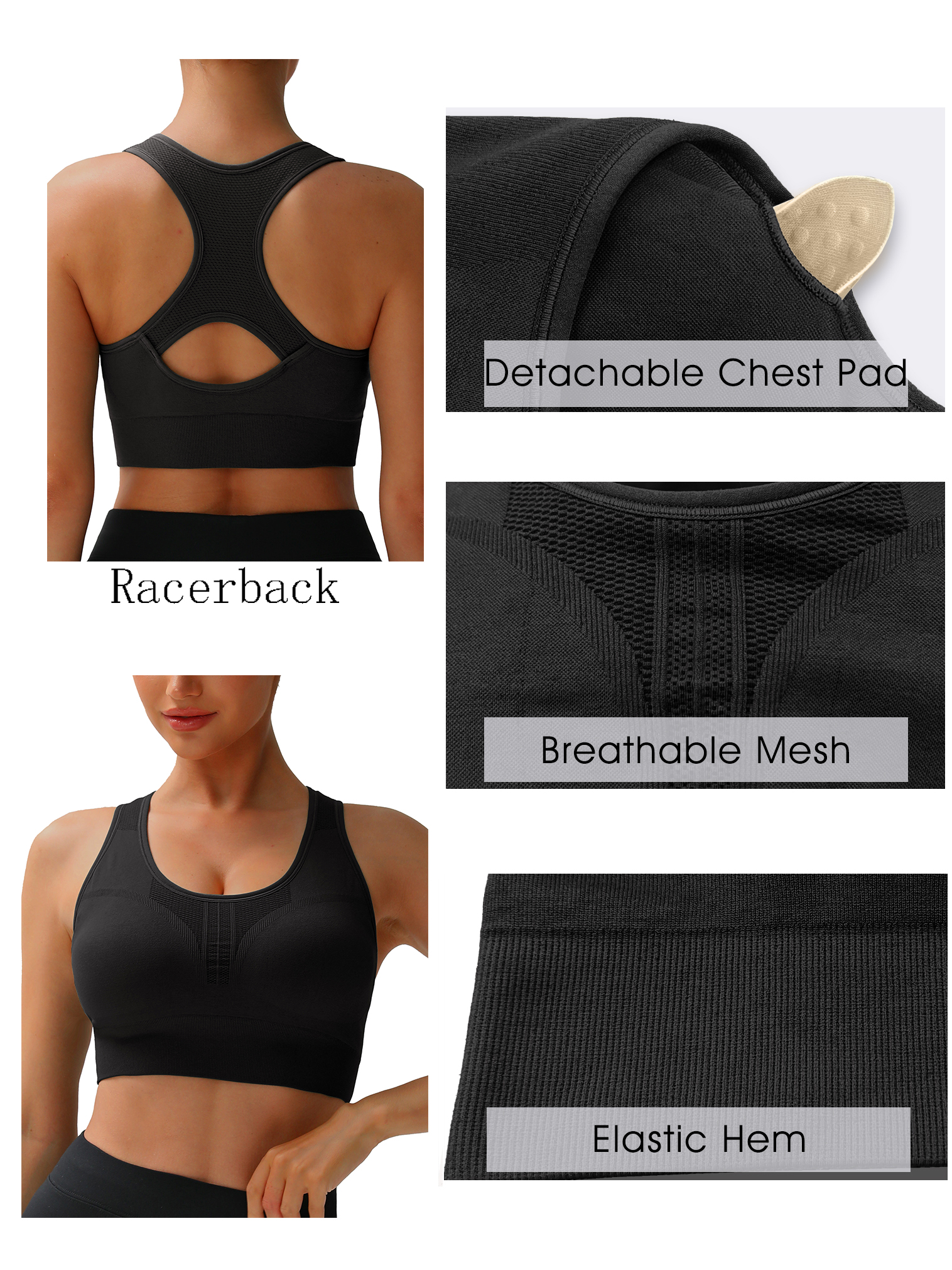 Mintreus Women's Racerback Sports Bra with Removable Pads photo 4