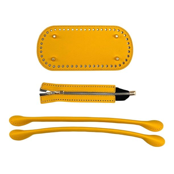 Parte inferior de bolso de ganchillo de PU, juego de 3, para mochilas, bolsos de hombro, bolso de cubo de ganchillo. Amarillo