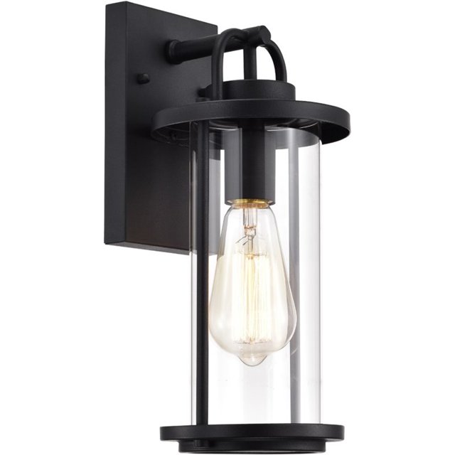 CHLOE Landry Transitional 1 Light Textured Black Outdoor Wall Sconce 13" Height
