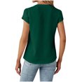 thumbnail image 5 of QATAINLAV Henley V Neck T Shirts for Women Summer Tulips Short Sleeve Blouses Casual Button Loose Tunic Tops Basic Solid Going Out Tshirts Ofertas Relampago de Hoy Green XXL, 5 of 6