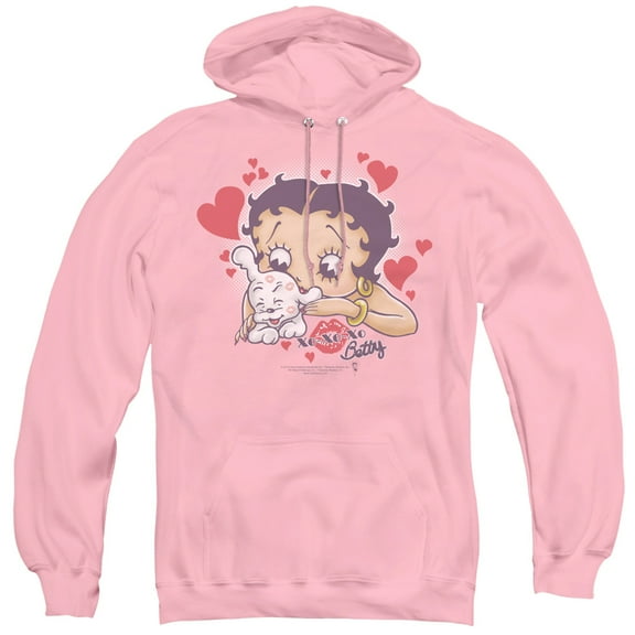 Betty Boop Puppy Love Adult Pullover Hoodie Sweatshirt Pink