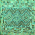 thumbnail image 1 of Ahgly Company Machine Washable Indoor Square Southwestern Turquoise Blue Country Area Rugs, 5' Square, 1 of 4