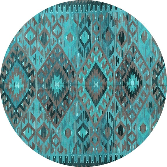 Ahgly Company Indoor Round Persian Light Blue Traditional Area Rugs, 6' Round