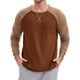 thumbnail image 1 of Camiseta de manga larga para hombre, color bloque, casual, tipo raglán, XL, marrón, caqui, 1 of 6