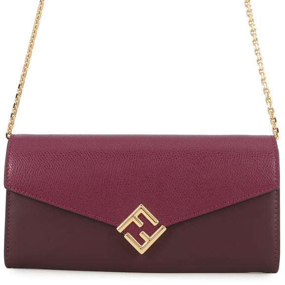 Pre-Owned Fendi Wallet Chain FF Diamond Bicolor Leather BM0365 FENDI Long