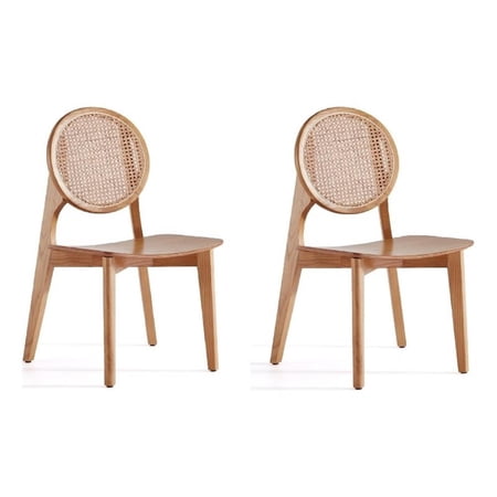 Pemberly Row 16.5 Round Wood Dining Chair in Natural (Set of 2)