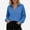Blue, variant on Women's Turn-Down Collar V-Notch Fleece Lined Long Sleeve Top Relaxed Casual Pullover