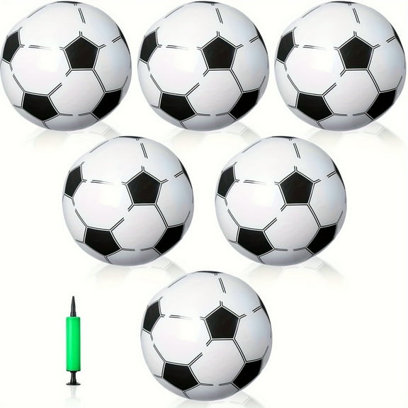 6 Pack Inflatable Soccer 16 Inch Blow up Beach Ball Large Sport Pool Ball with Pump for Adults Teens Gift Summer Outdoor Party Decorations