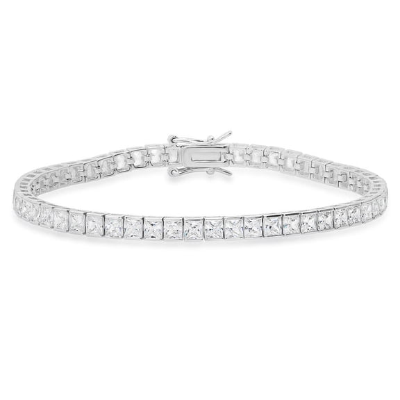 Sterling Silver Princess-Cut Cubic Zirconia Tennis Bracelet