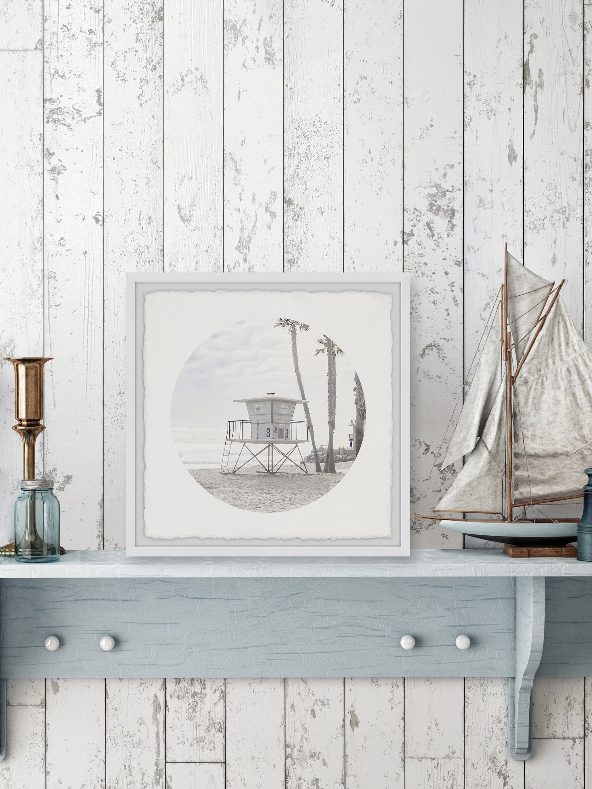 Marmont Hill Sand Beach Tower Framed Wall Art, 32" x 32"