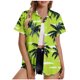 thumbnail image 1 of Pantalones Cortos para las Mujeres Sexy, Blusas de Estilo Hawaiano Impreso, Botón Arriba Cuello Turndown Superior, 1 of 5