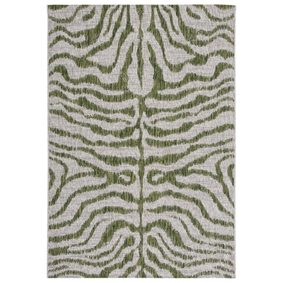 SAFAVIEH Courtyard Gerald Animal Indoor/Outdoor Area Rug, Grey/Green, 6'7" x 9'6"